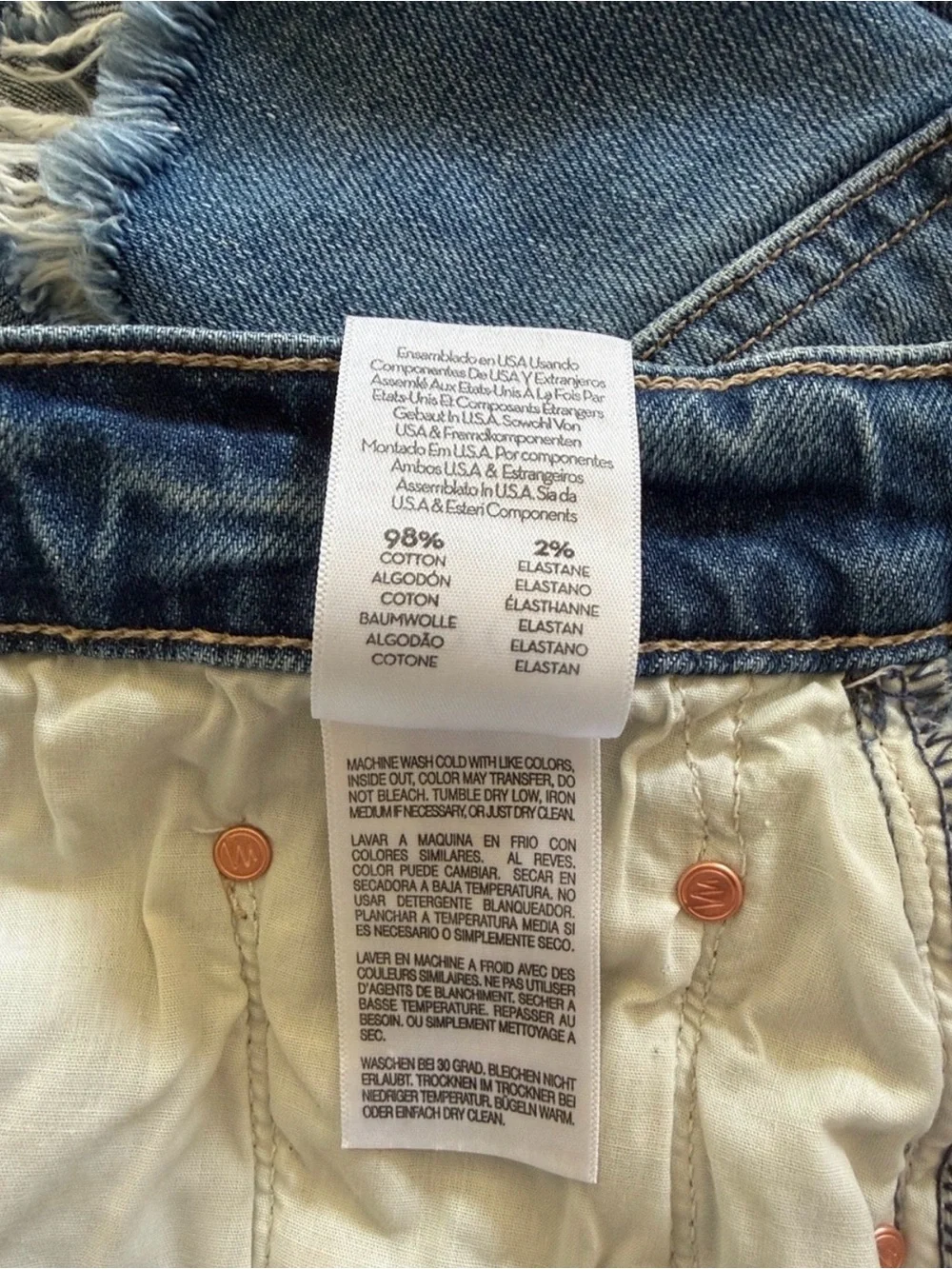 MOTHER SUPERIOR The Skipper Short N’ Long Chew Denim Jean Shorts Size 29 Blue